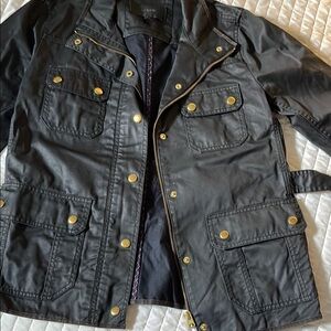 J. Crew Black and Gold Utility Jacket with Classic Design
